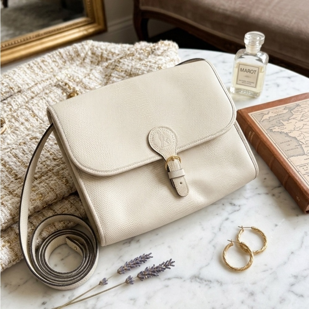 Vintage François Marot Paris Lizard Embossed Leather Crossbody Bag